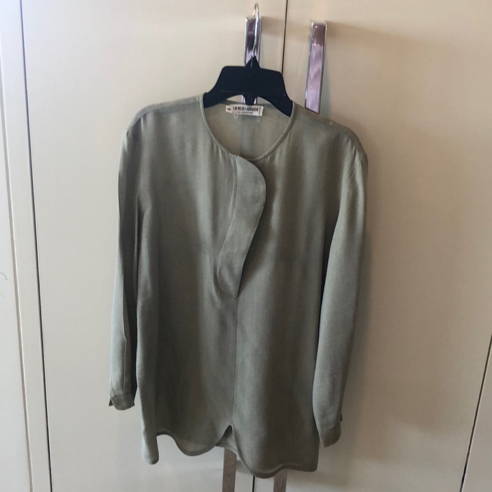 Giorgio Armani taupe long-sleeve blouse